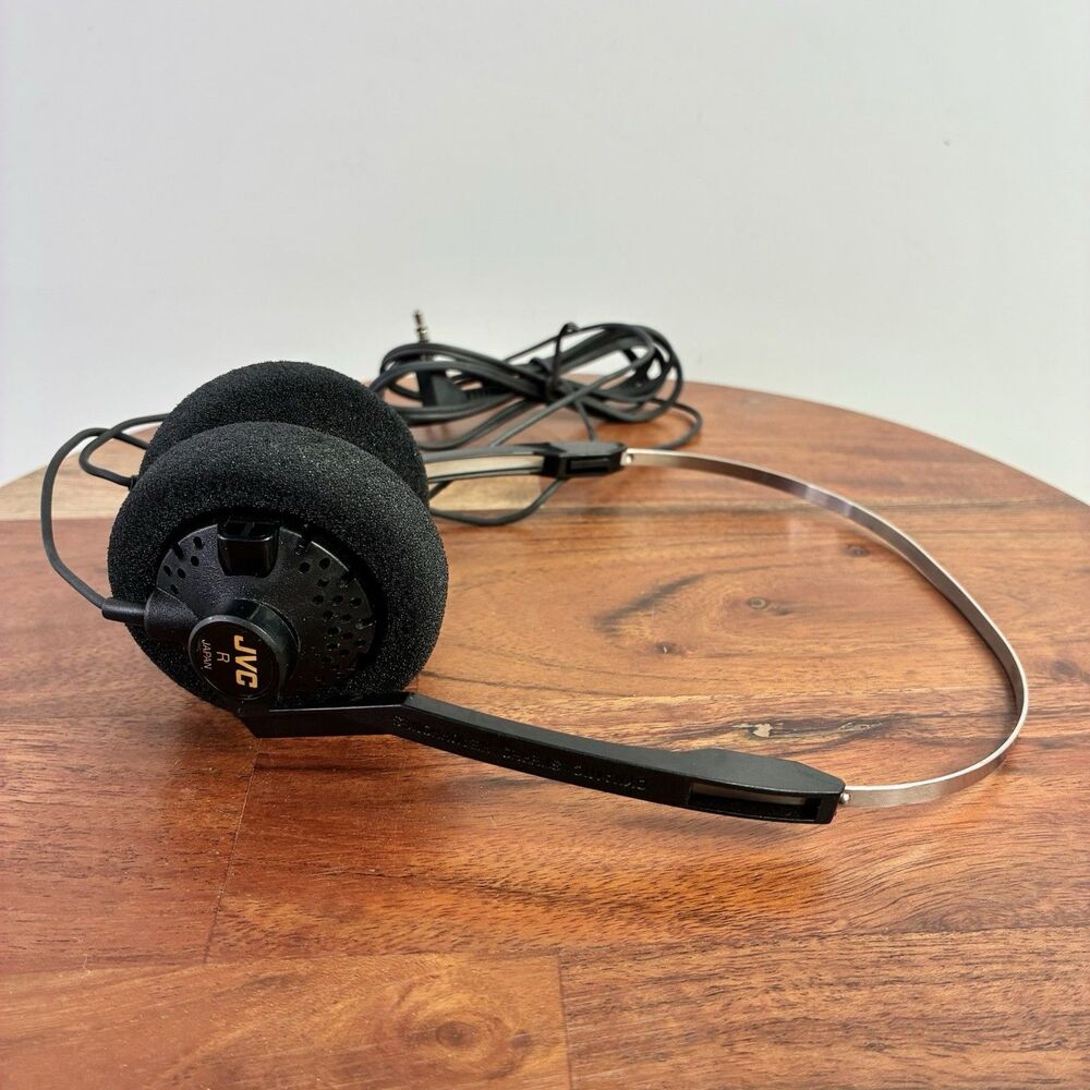JVC Headphones Vintage Black Wired Dynamic Stereo Japan Metal Headband TESTED